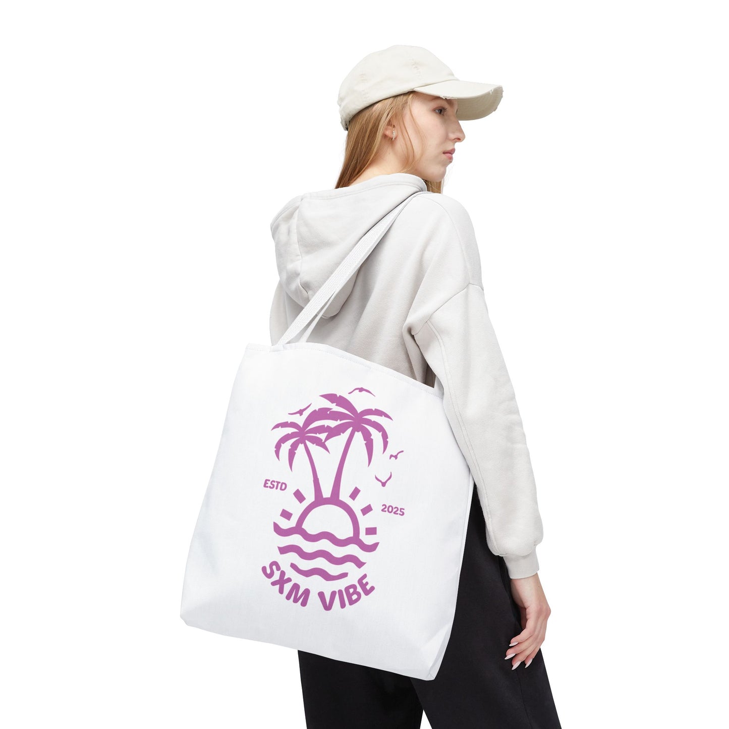 SXM Vibe, (White-Pink) Tote Bag