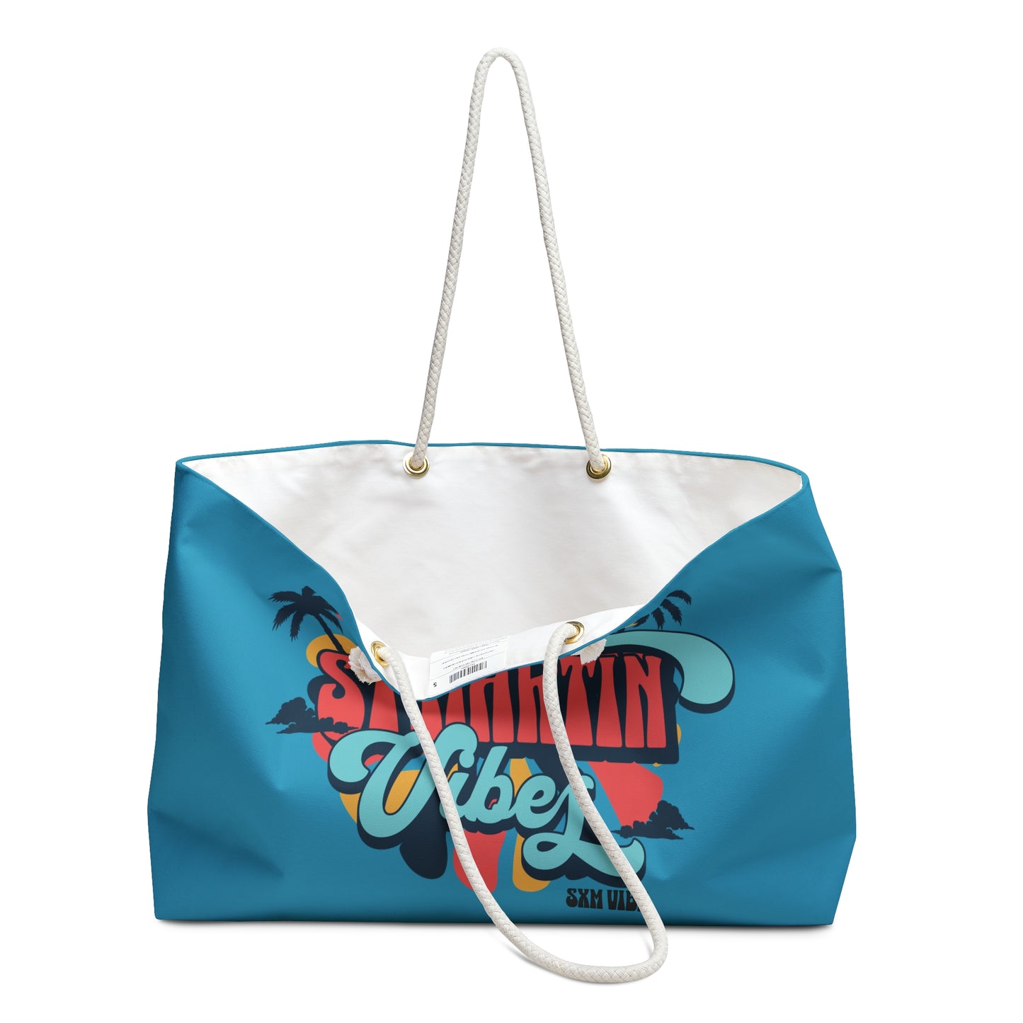 Good Vibes, (Turquoise) 1 Logo, Weekender Bag