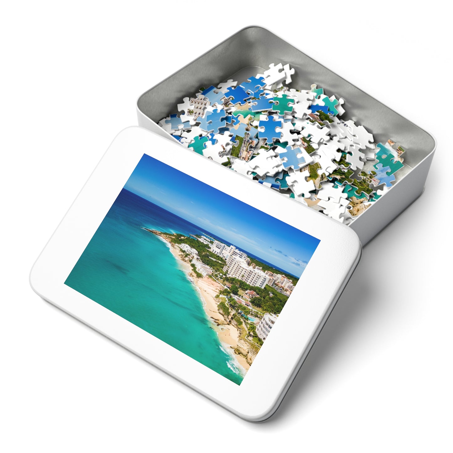 Cupecoy Beach Jigsaw Puzzle with Tin Box