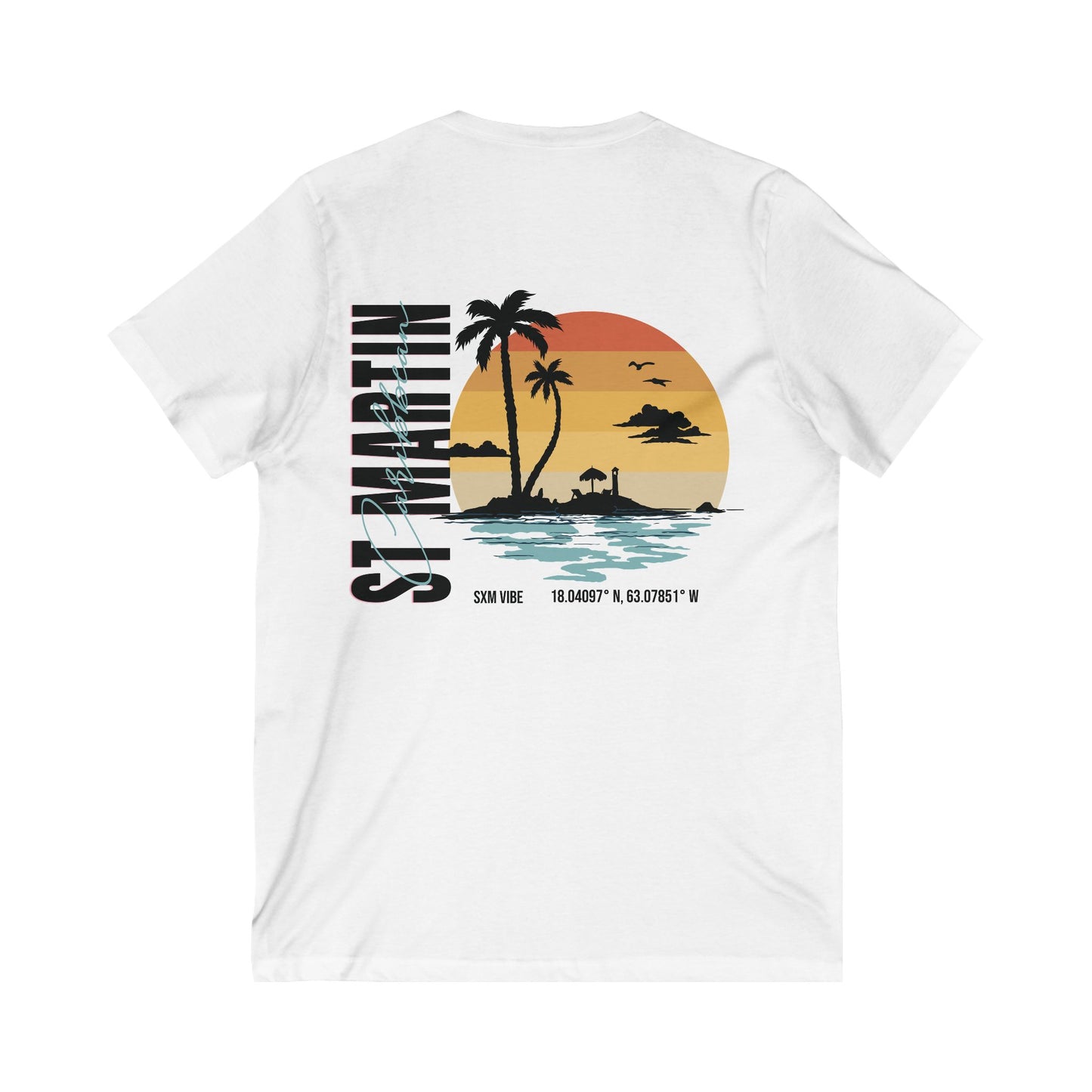 Men's St Martin Caribbean V-Neck (Logo on Both sides)