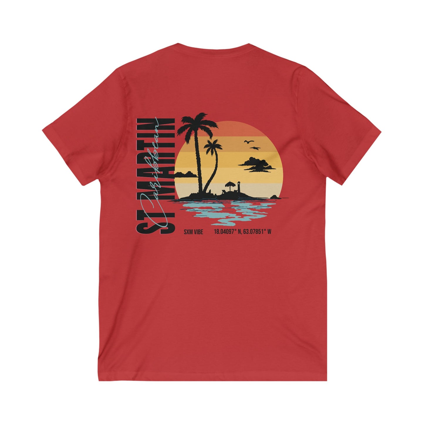 Men's St Martin Caribbean V-Neck (Logo on Both sides)