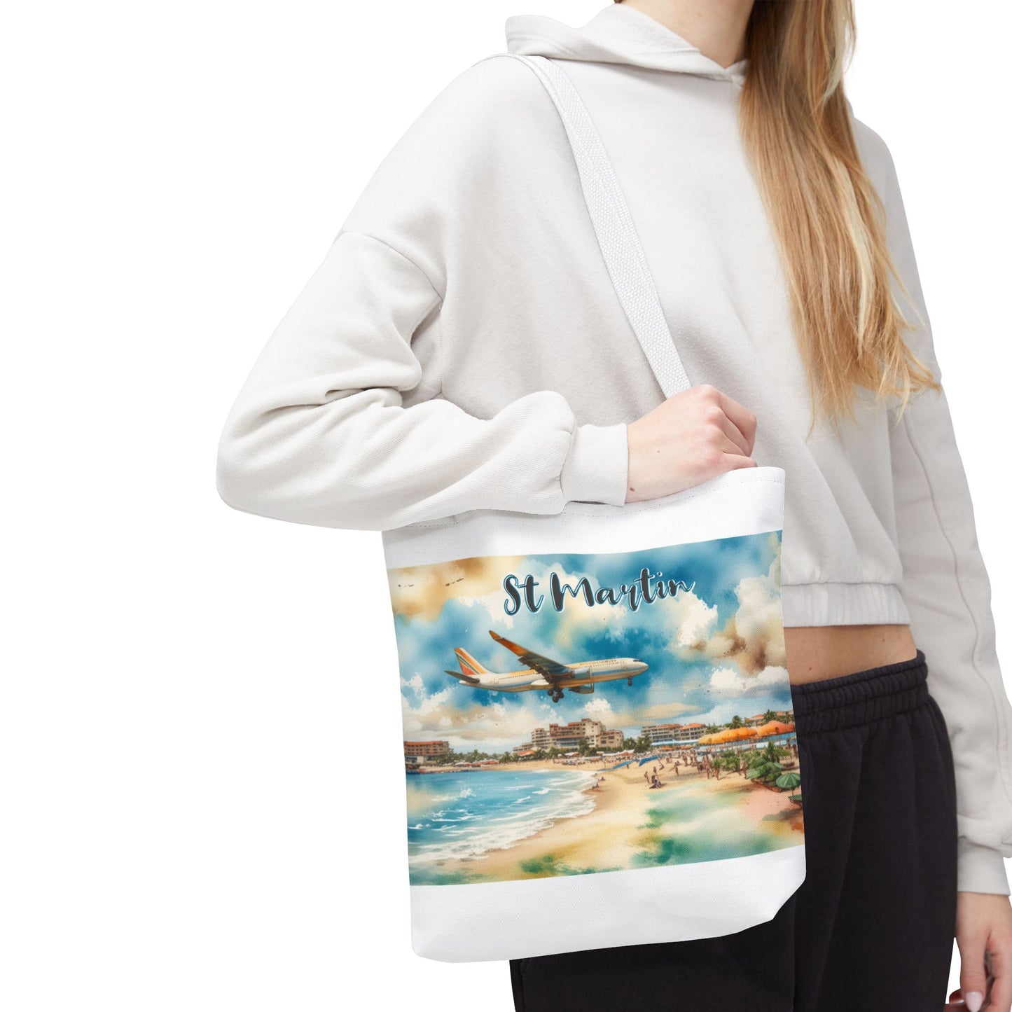 St Martin, Maho Watercolor Tote Bag