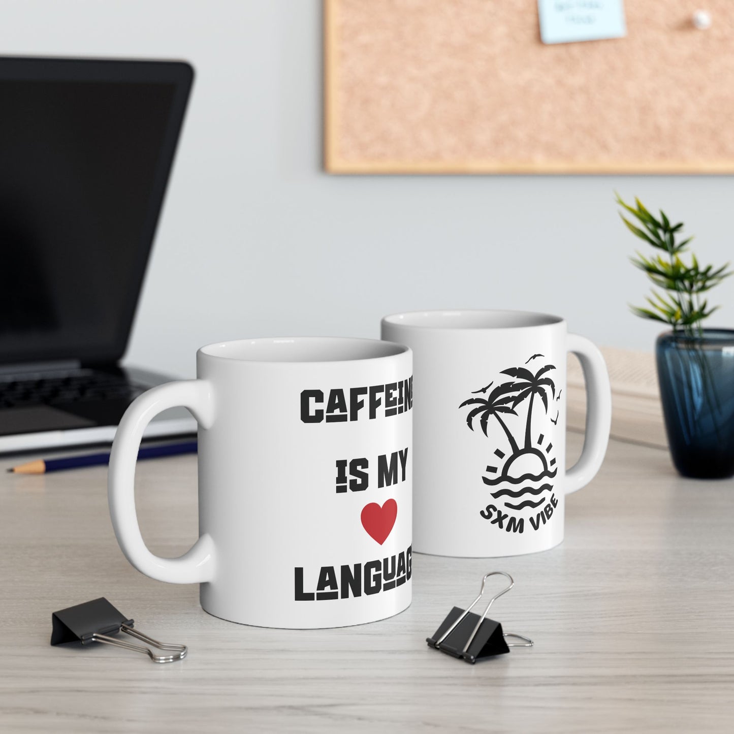 Love Language Ceramic Mug, 2 Logos (White)