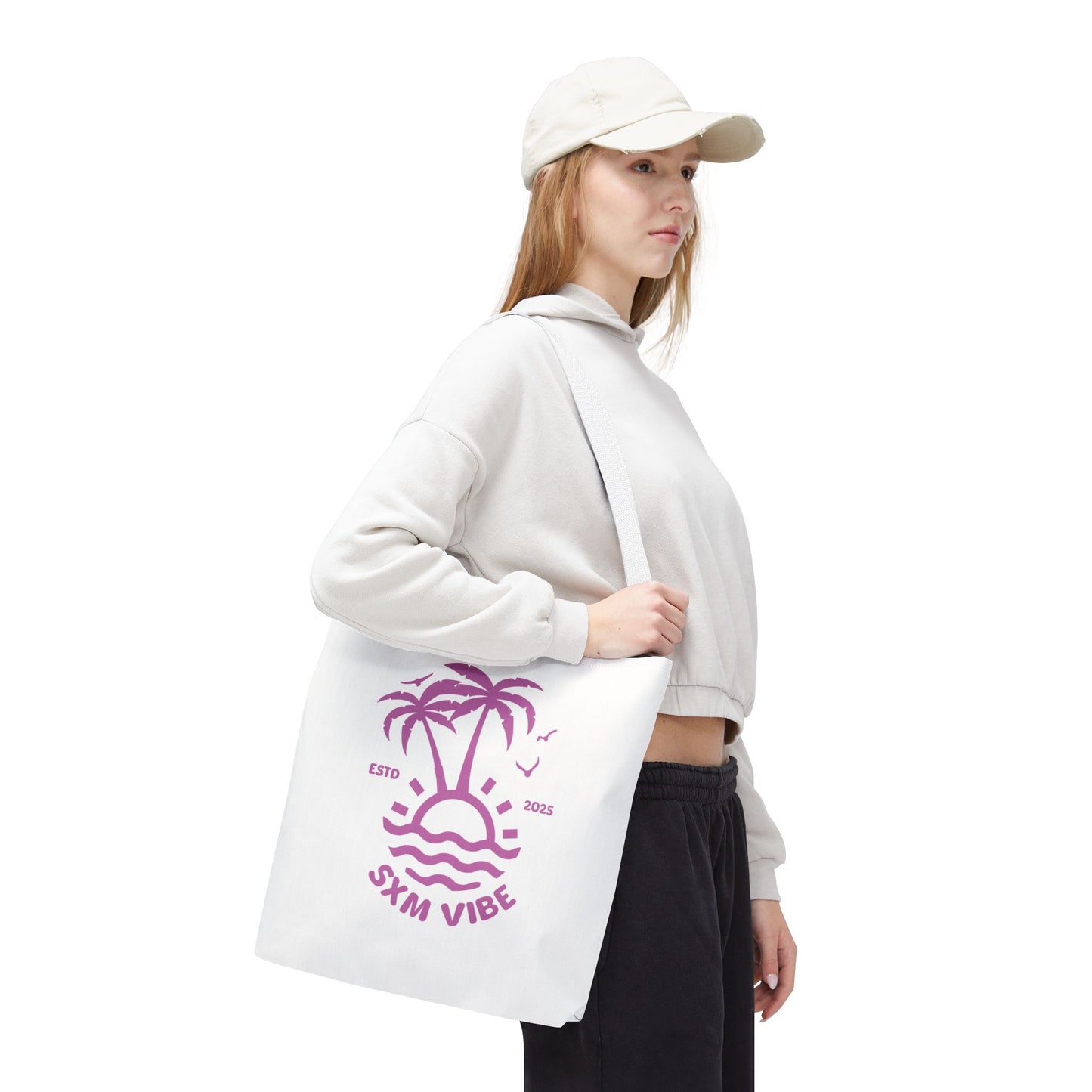 SXM Vibe, (White-Pink) Tote Bag