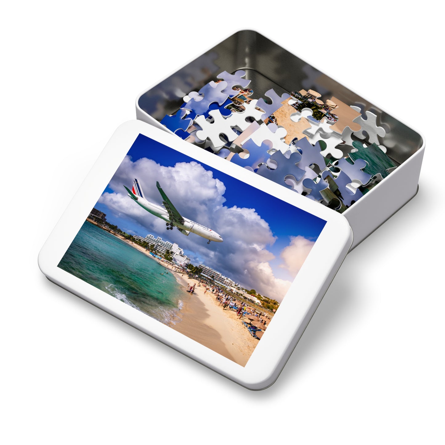 Maho Beach Airplane Jigsaw Puzzle with Tin Box