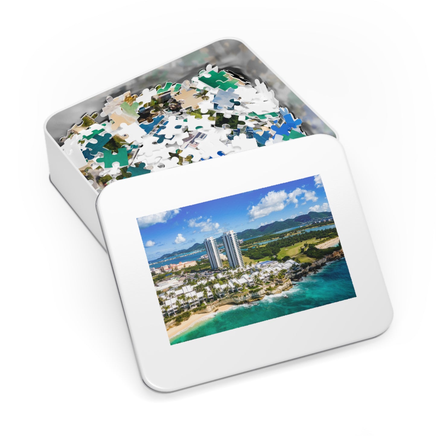 Fourteen Buildings Jigsaw Puzzle with Tin Box