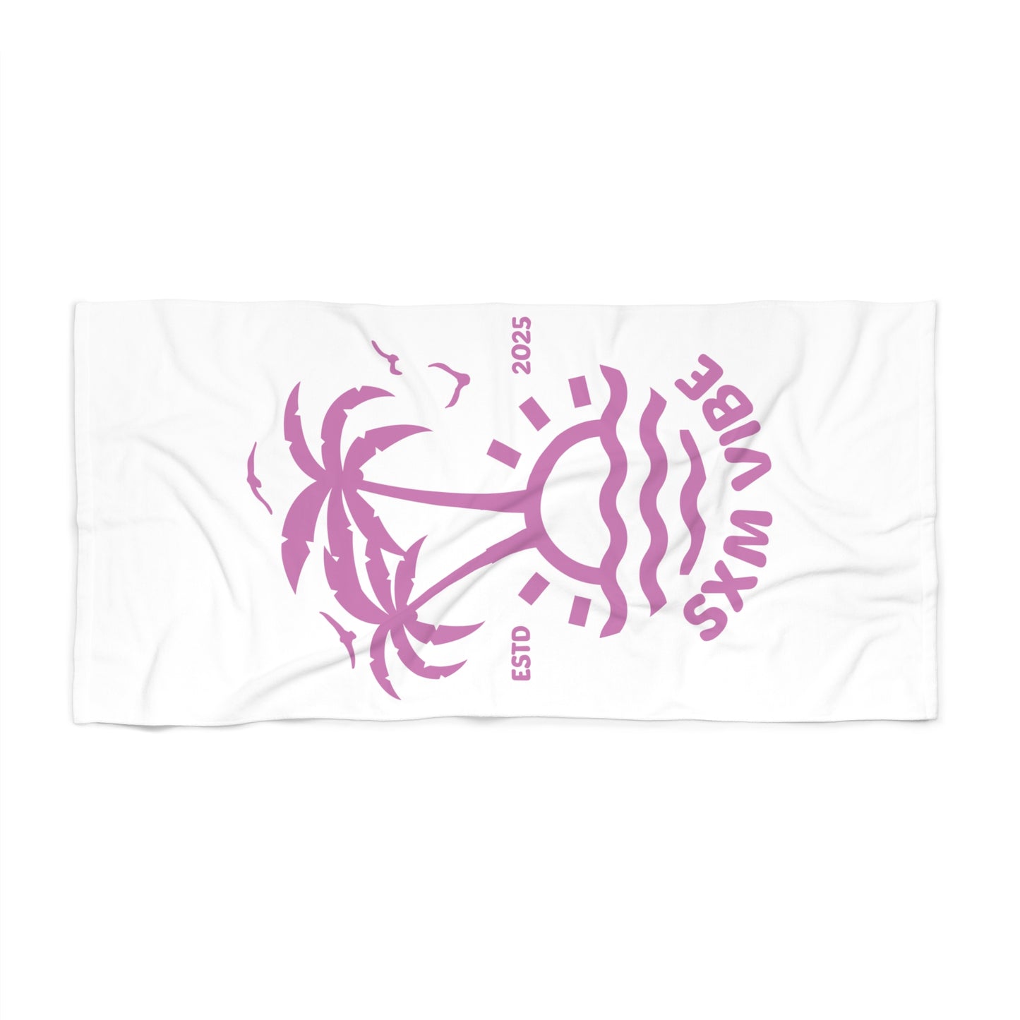 SXM Vibe Beach Towel (White-Pink)