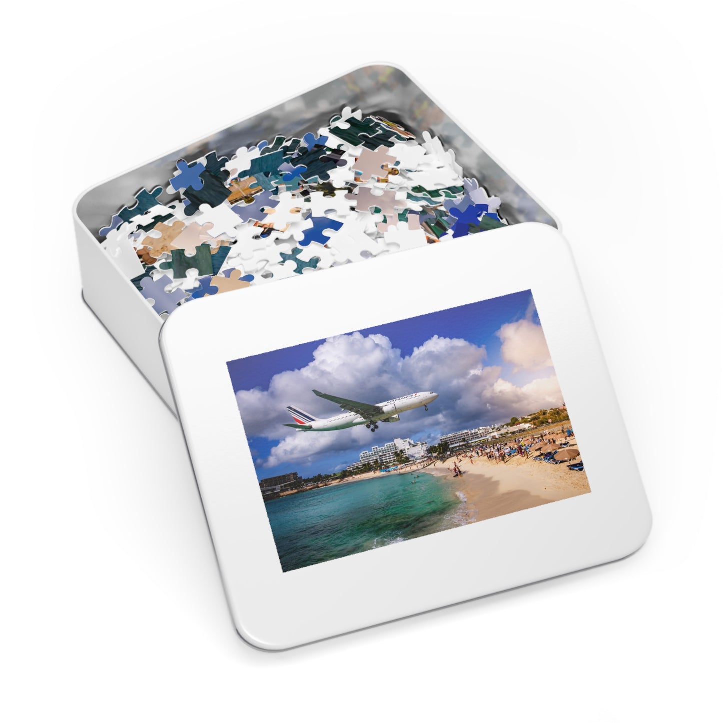 Maho Beach Airplane Jigsaw Puzzle with Tin Box