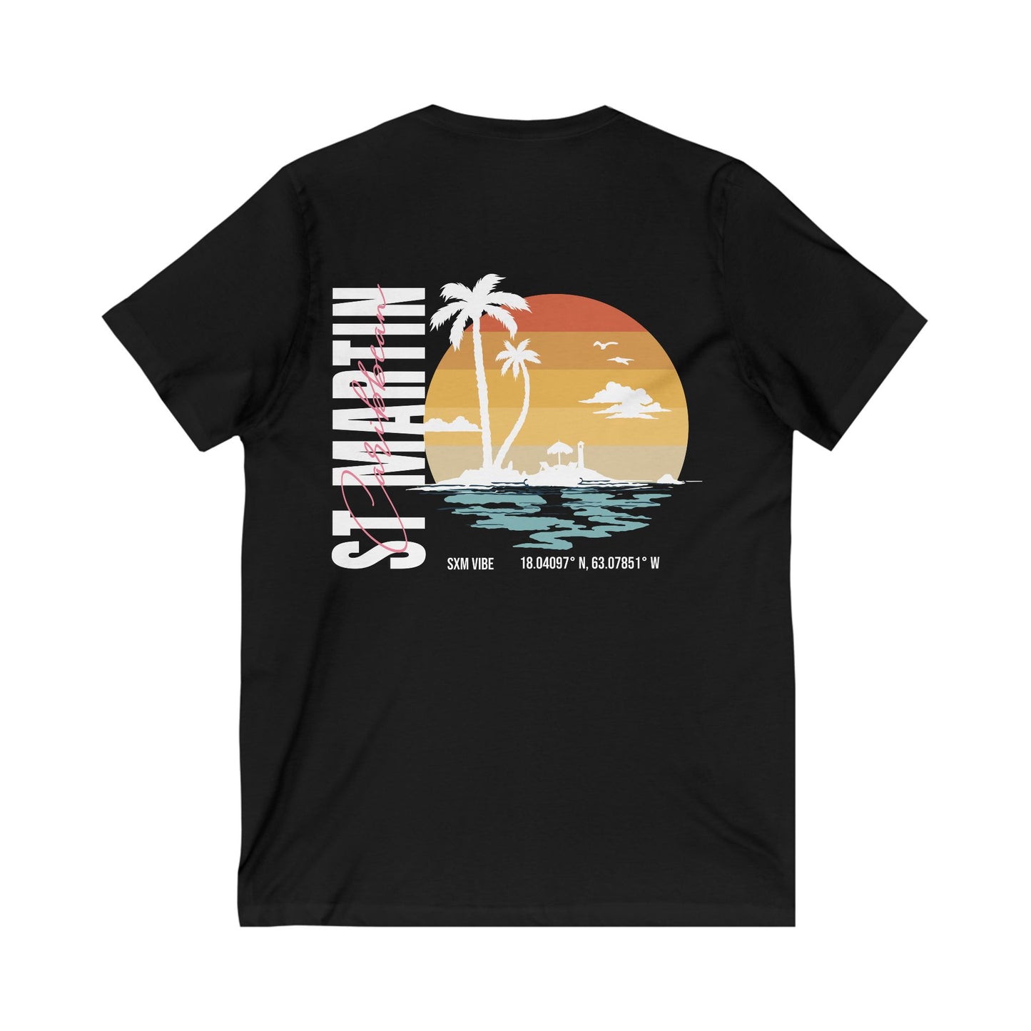 Men's St Martin Caribbean V-Neck (Logo on Both sides)