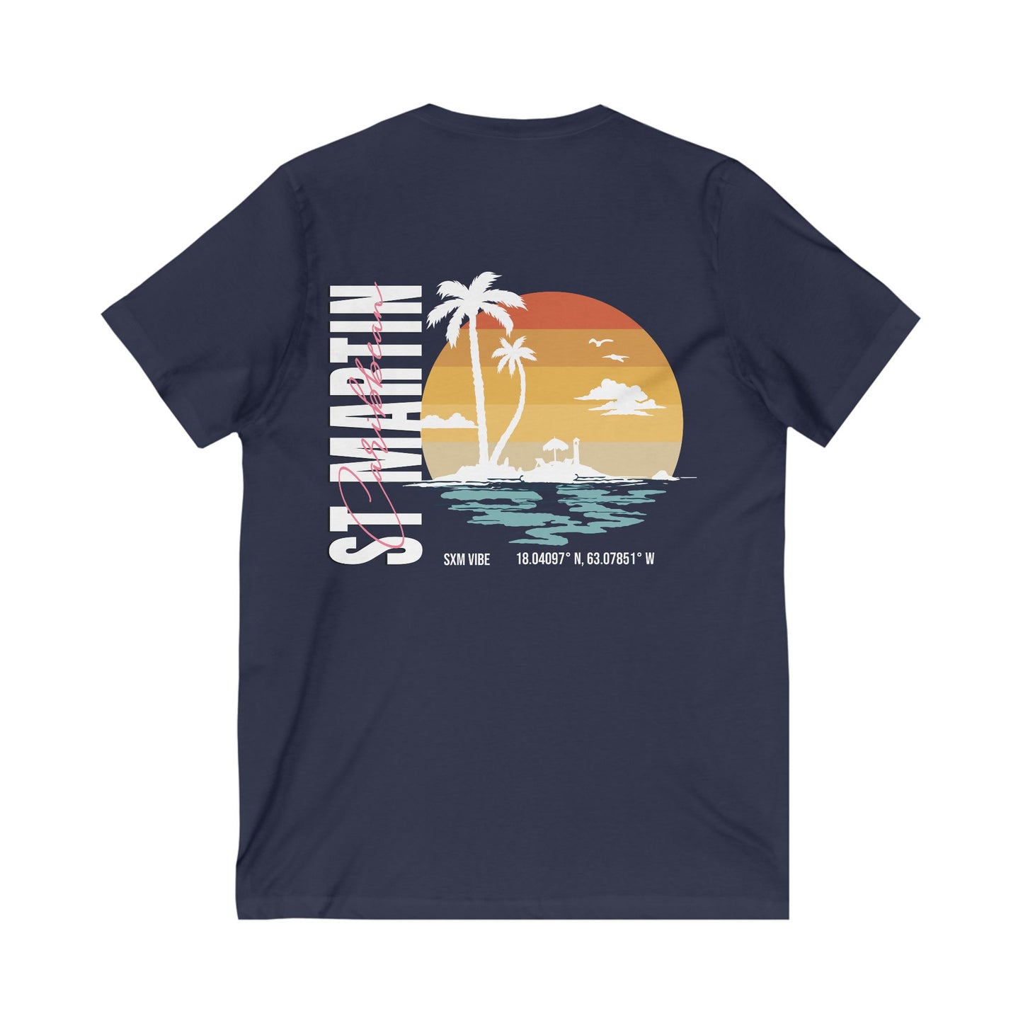 Men's St Martin Caribbean V-Neck (Logo on Both sides)