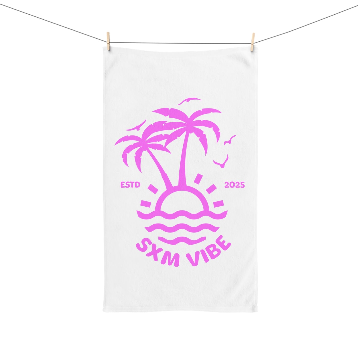 SXM Vibe Hand Towel (White-Pink)