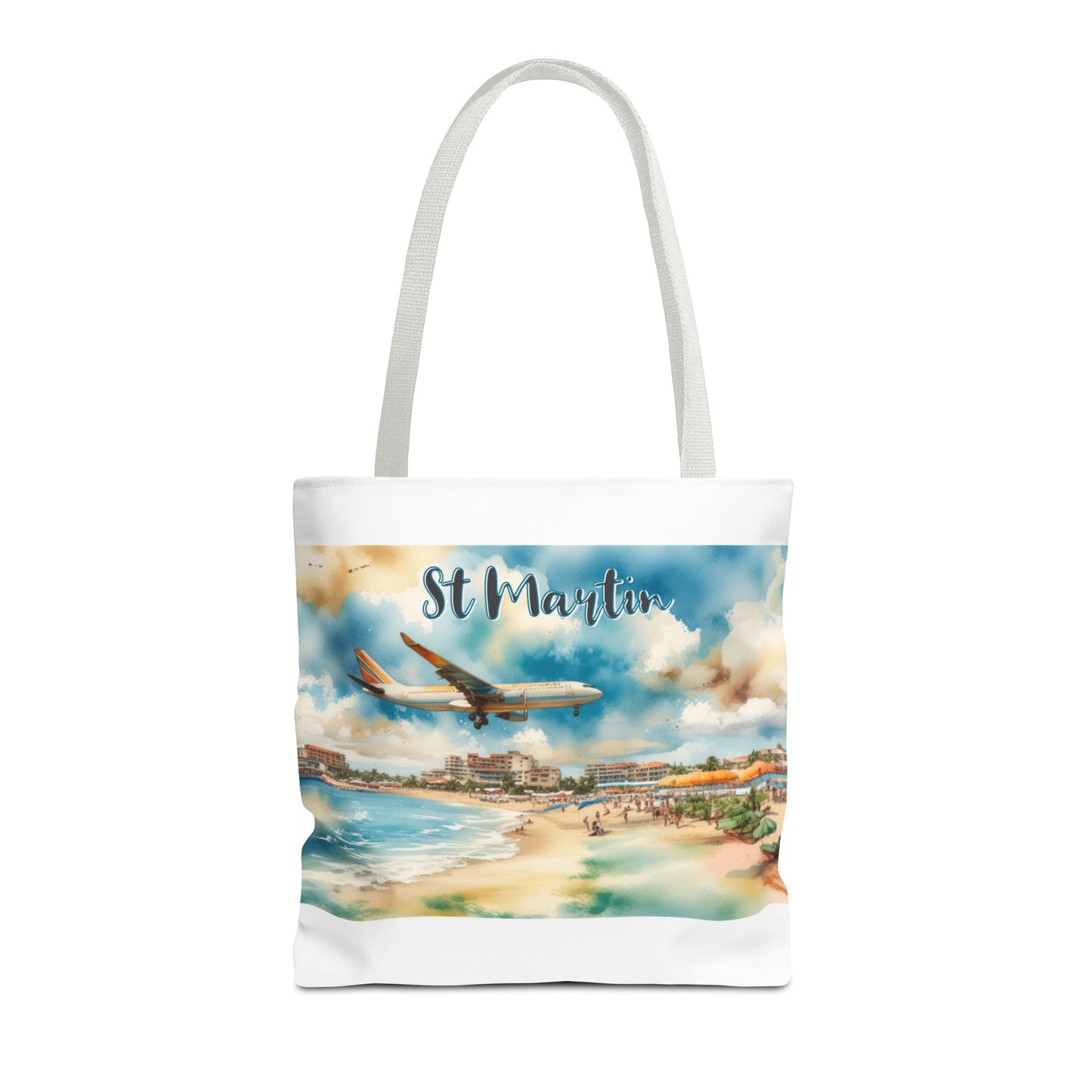 St Martin, Maho Watercolor Tote Bag