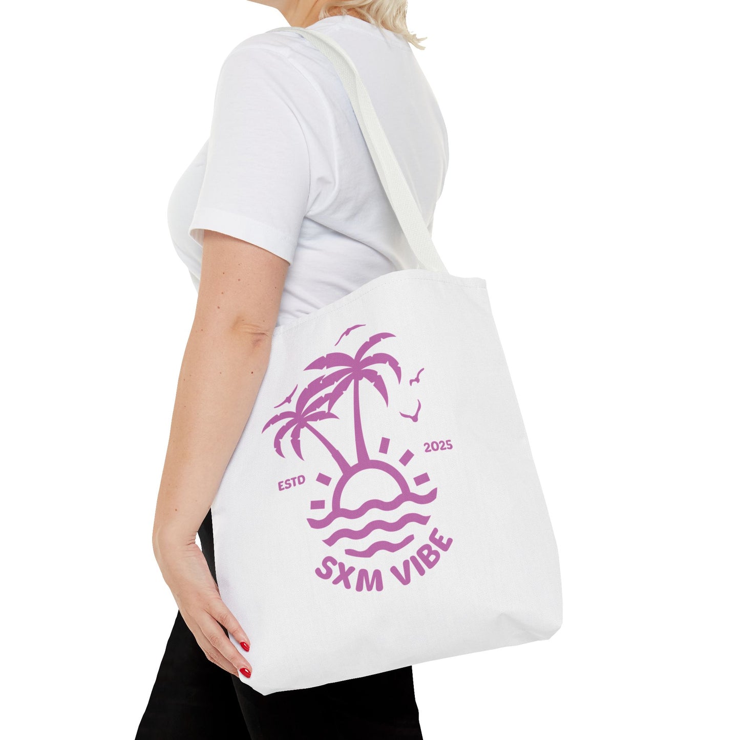 SXM Vibe, (White-Pink) Tote Bag