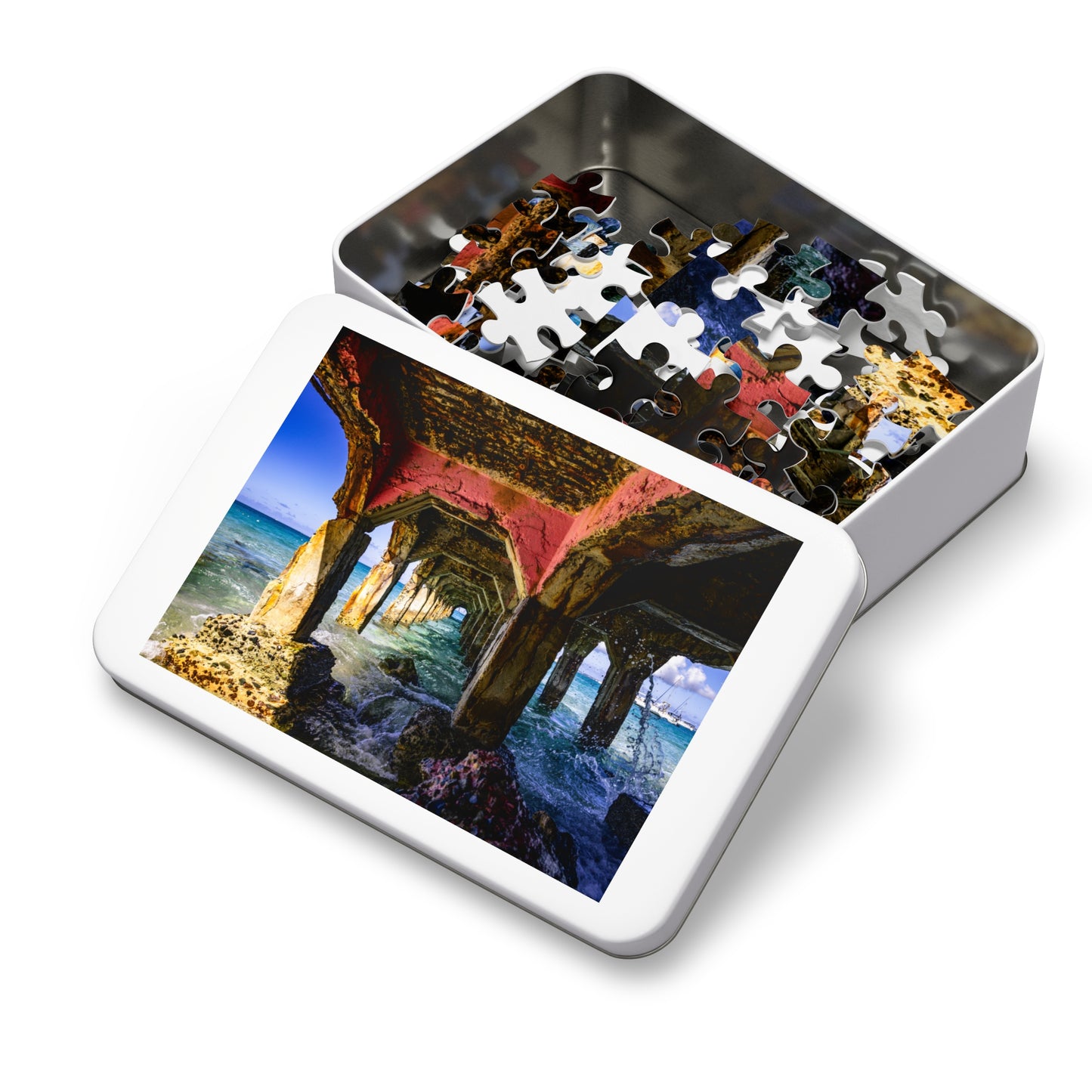 Grand Case Bridge Jigsaw Puzzle with Tin Box