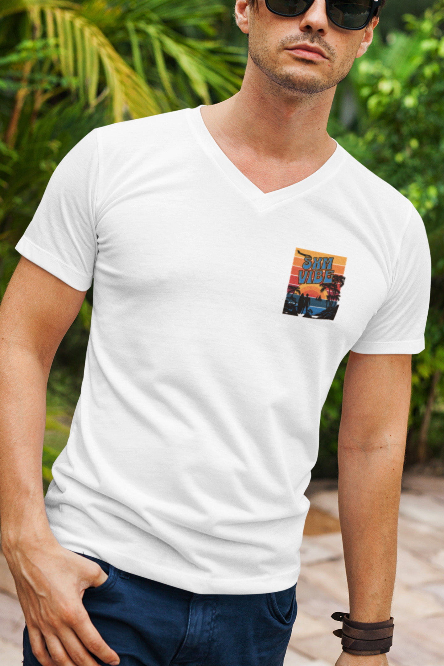 Camiseta de cuello en V SXM Vibe para hombre