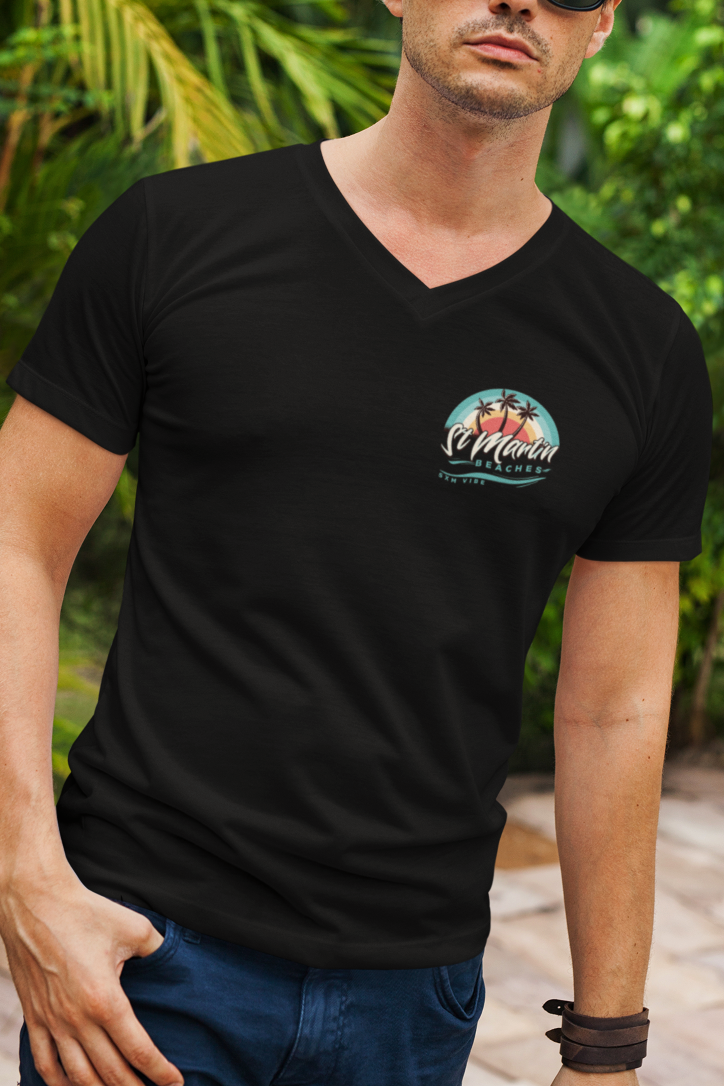 Men's 3 palms V-Neck (Logo on both sides)