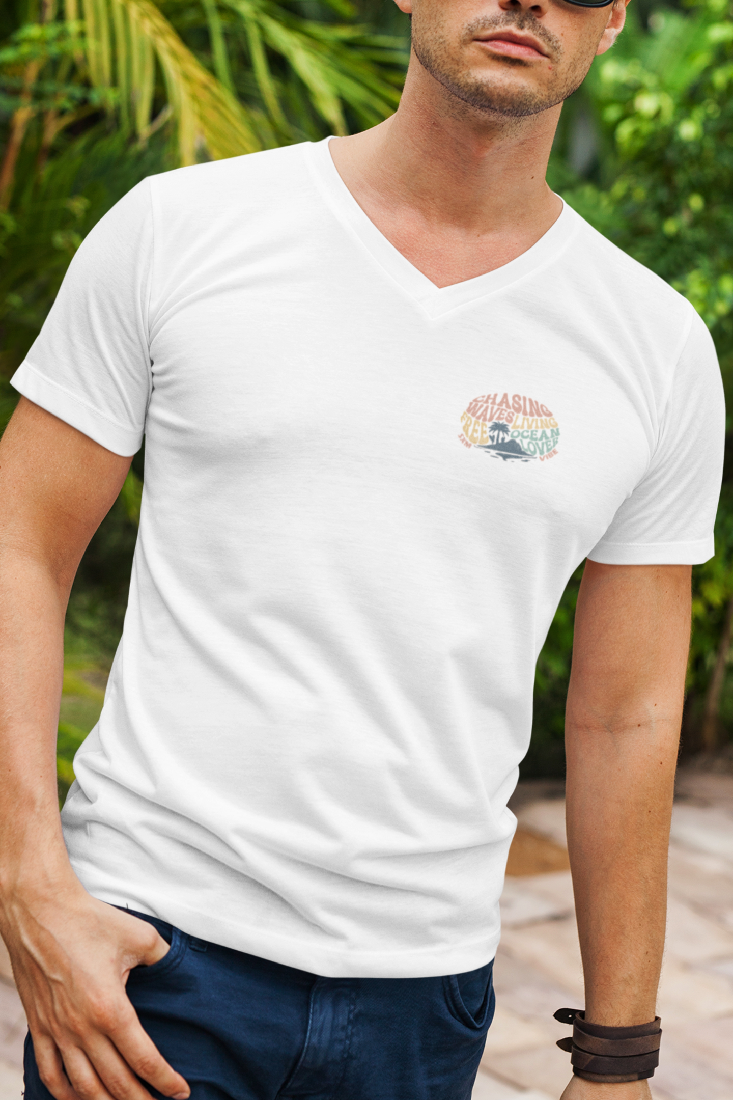 Men's Chasing Waves V-Neck (Logo on both sides)