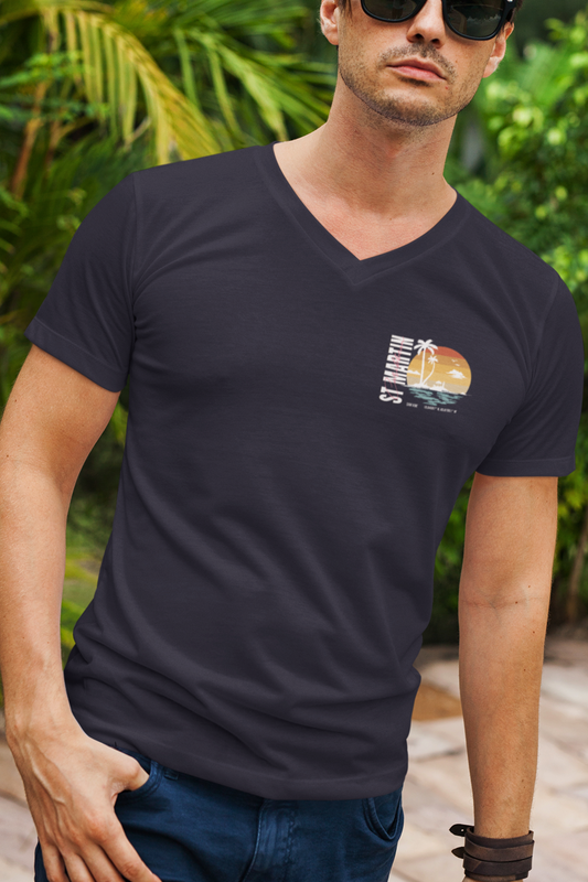 Camiseta de cuello en V caribeña de San Martín para hombre