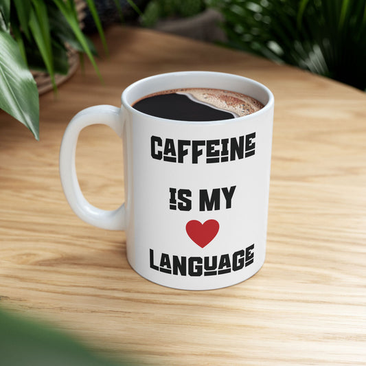 Love Language Ceramic Mug, 2 Logos (White)