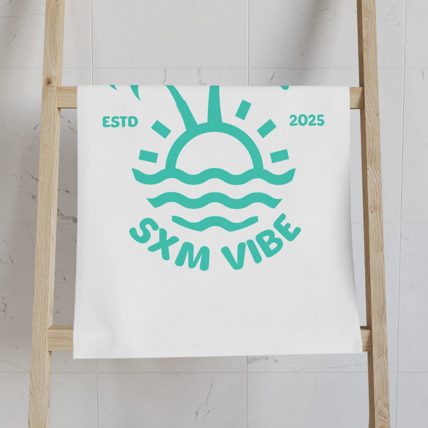 SXM Vibe Hand Towel (White-Turquoise)