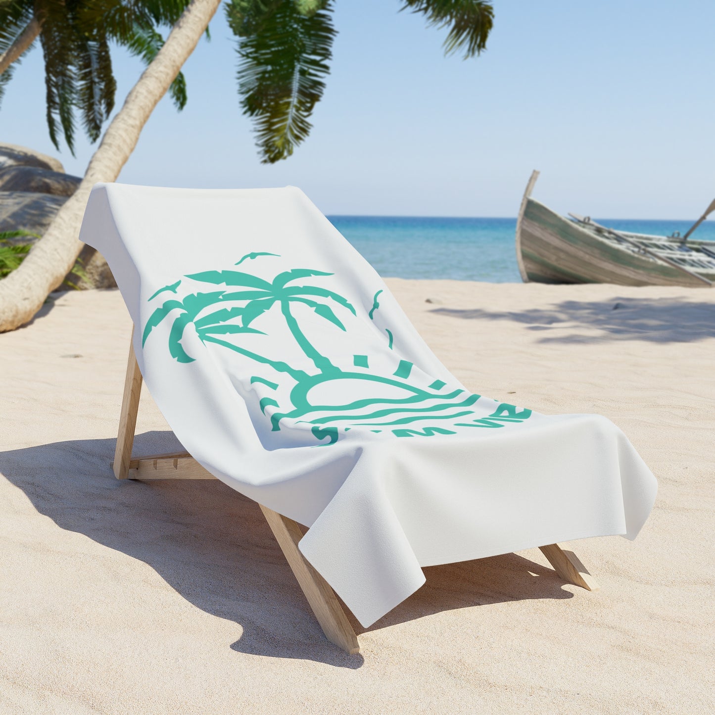 SXM Vibe Beach Towel (White-Turquoise)