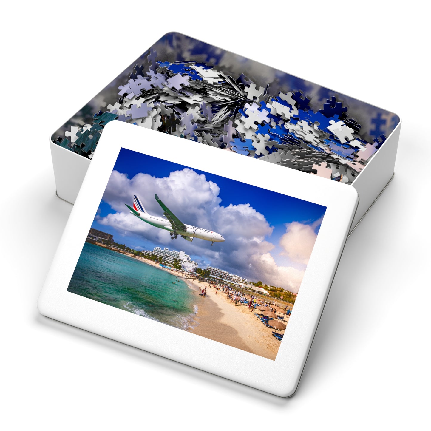 Maho Beach Airplane Jigsaw Puzzle with Tin Box