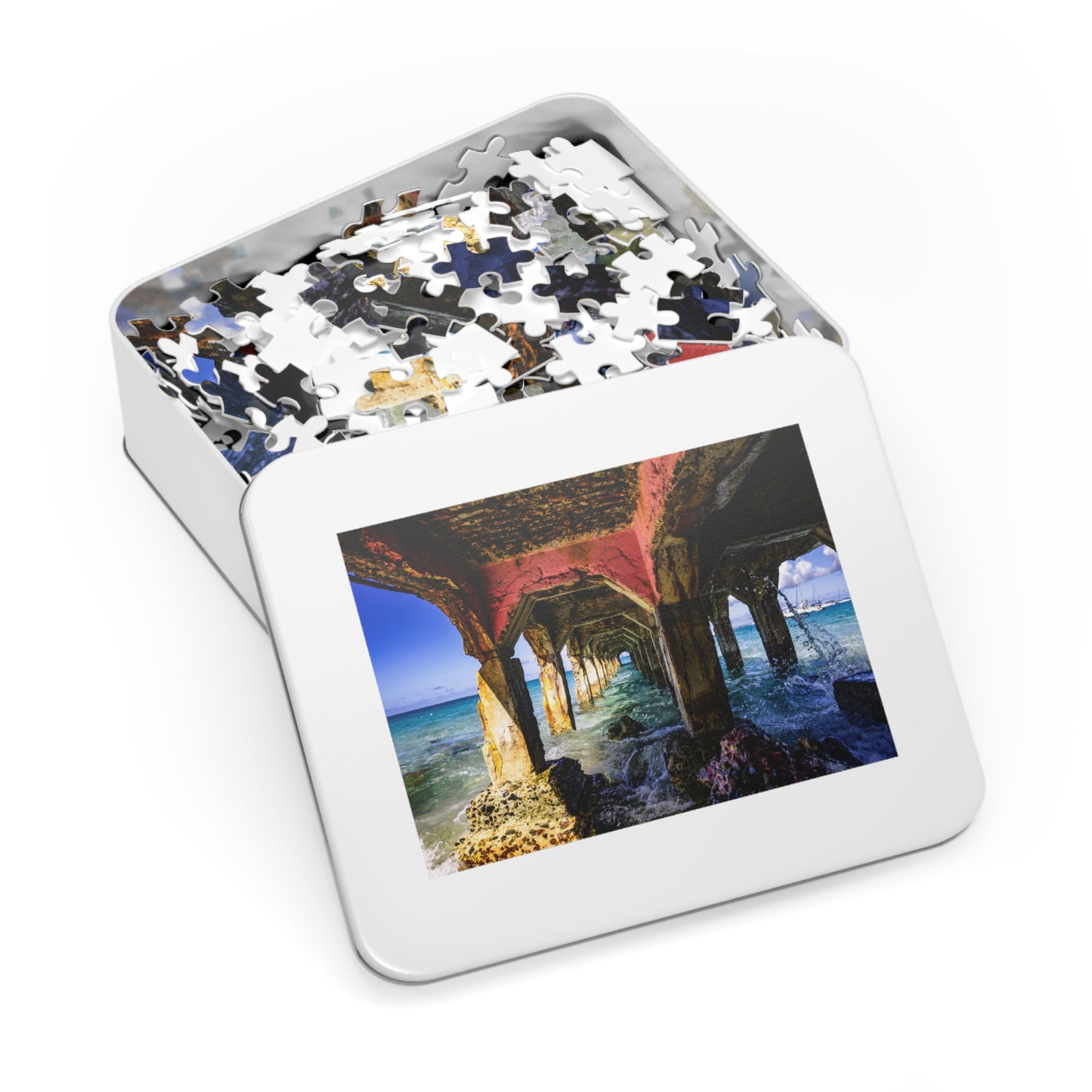 Grand Case Bridge Jigsaw Puzzle with Tin Box