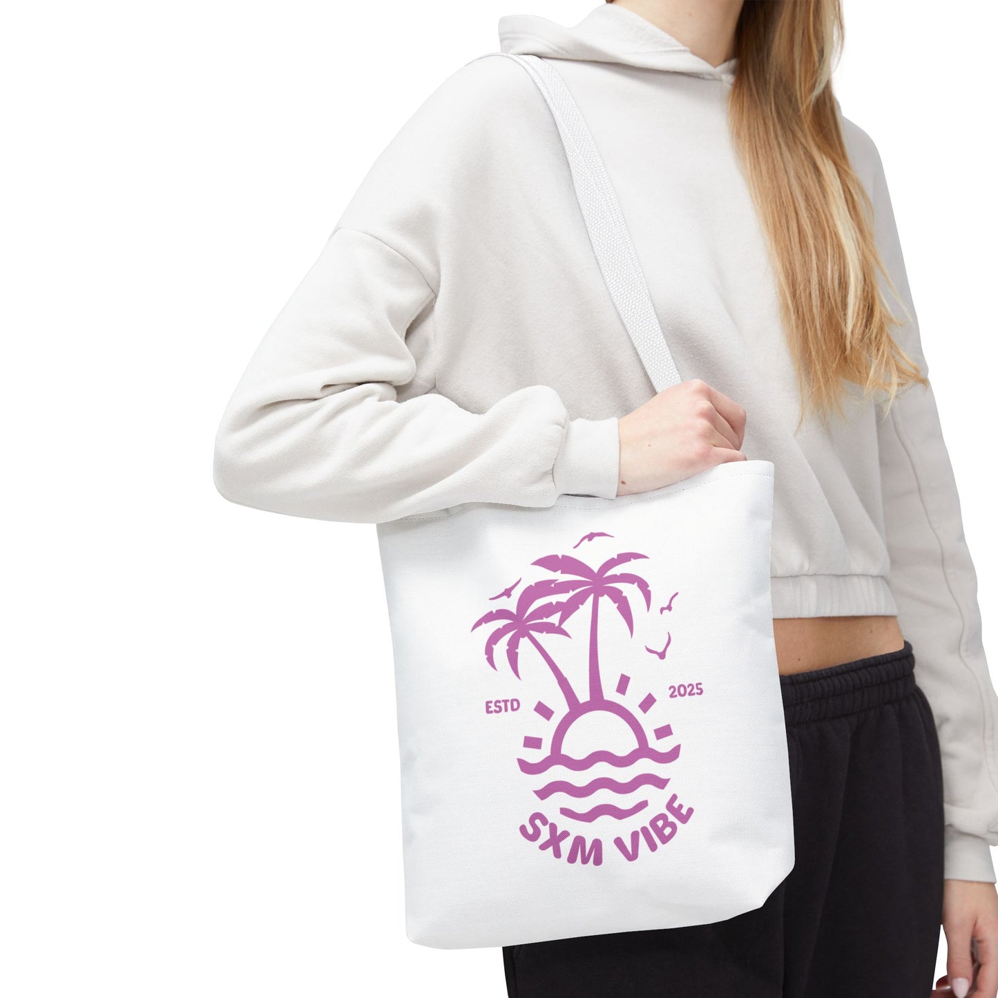 SXM Vibe, (White-Pink) Tote Bag