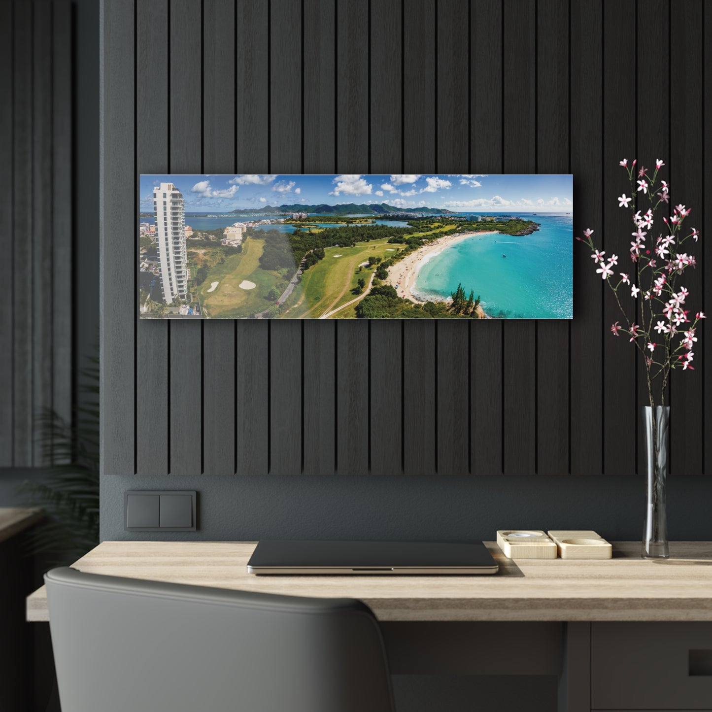 Mullet Bay Beach Panorama Acrylic Prints