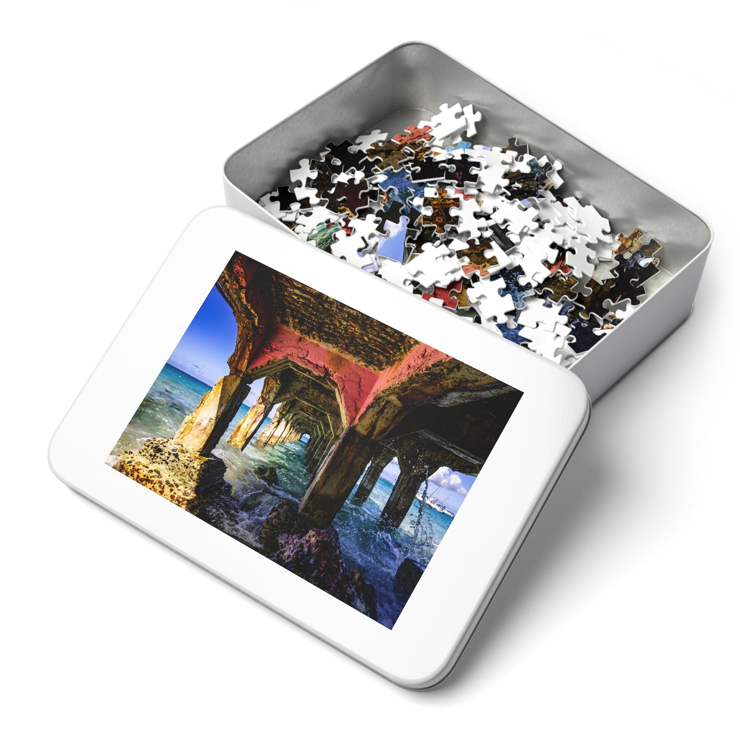 Grand Case Bridge Jigsaw Puzzle with Tin Box