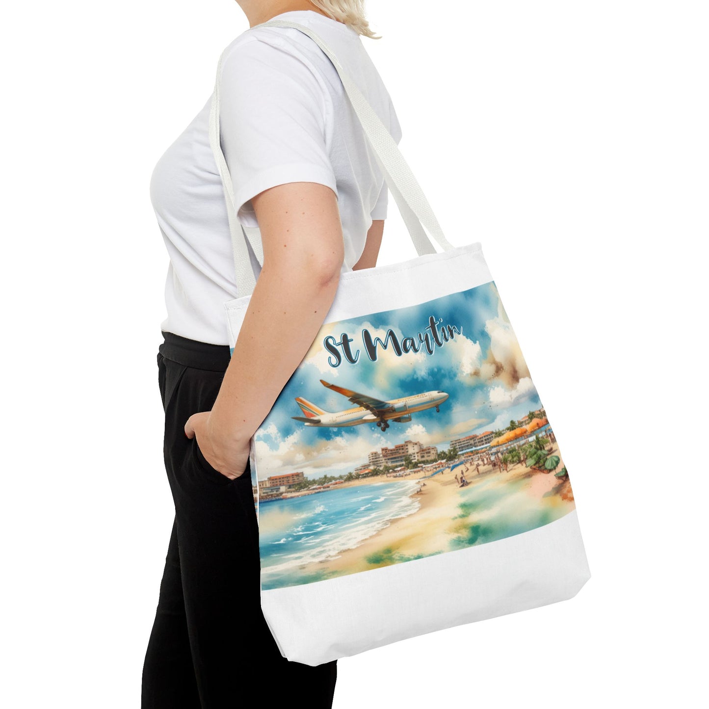 St Martin, Maho Watercolor Tote Bag