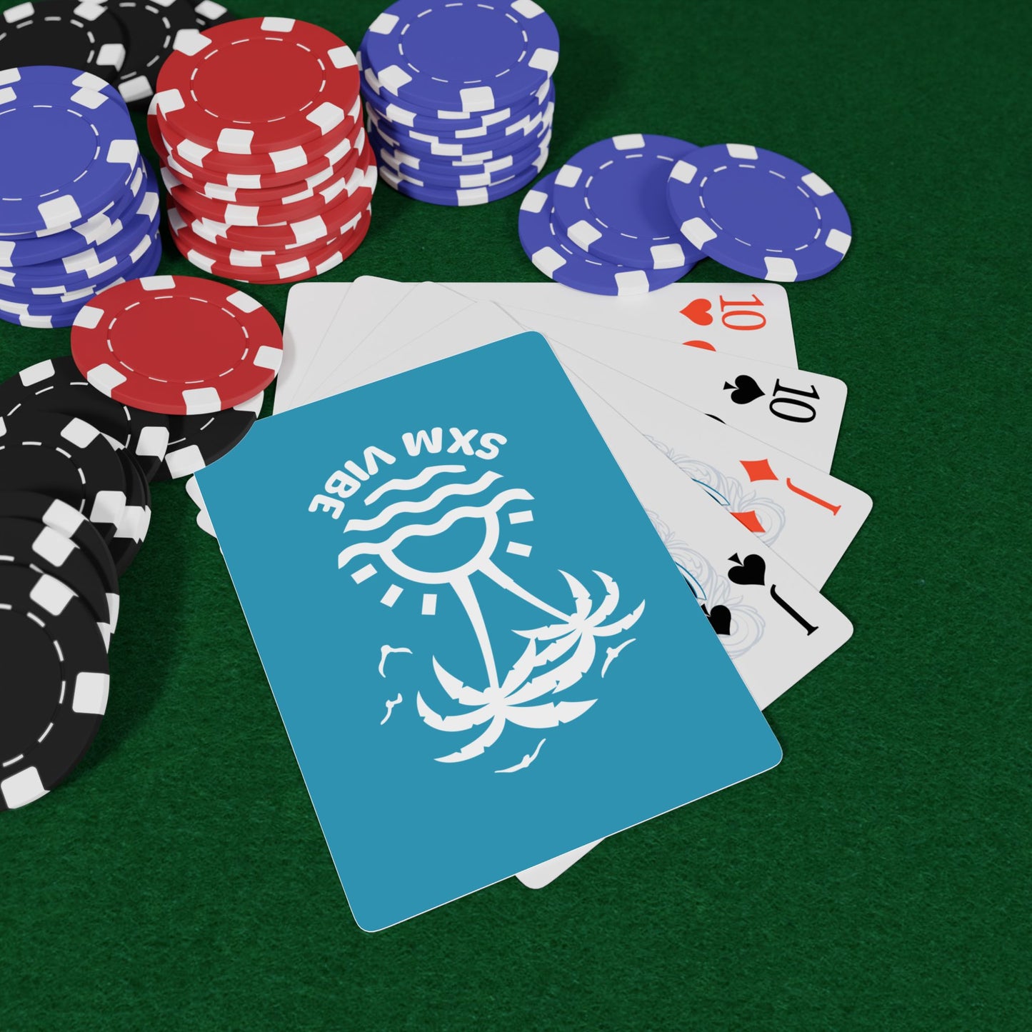 Poker Playing Cards (Turquoise-White)