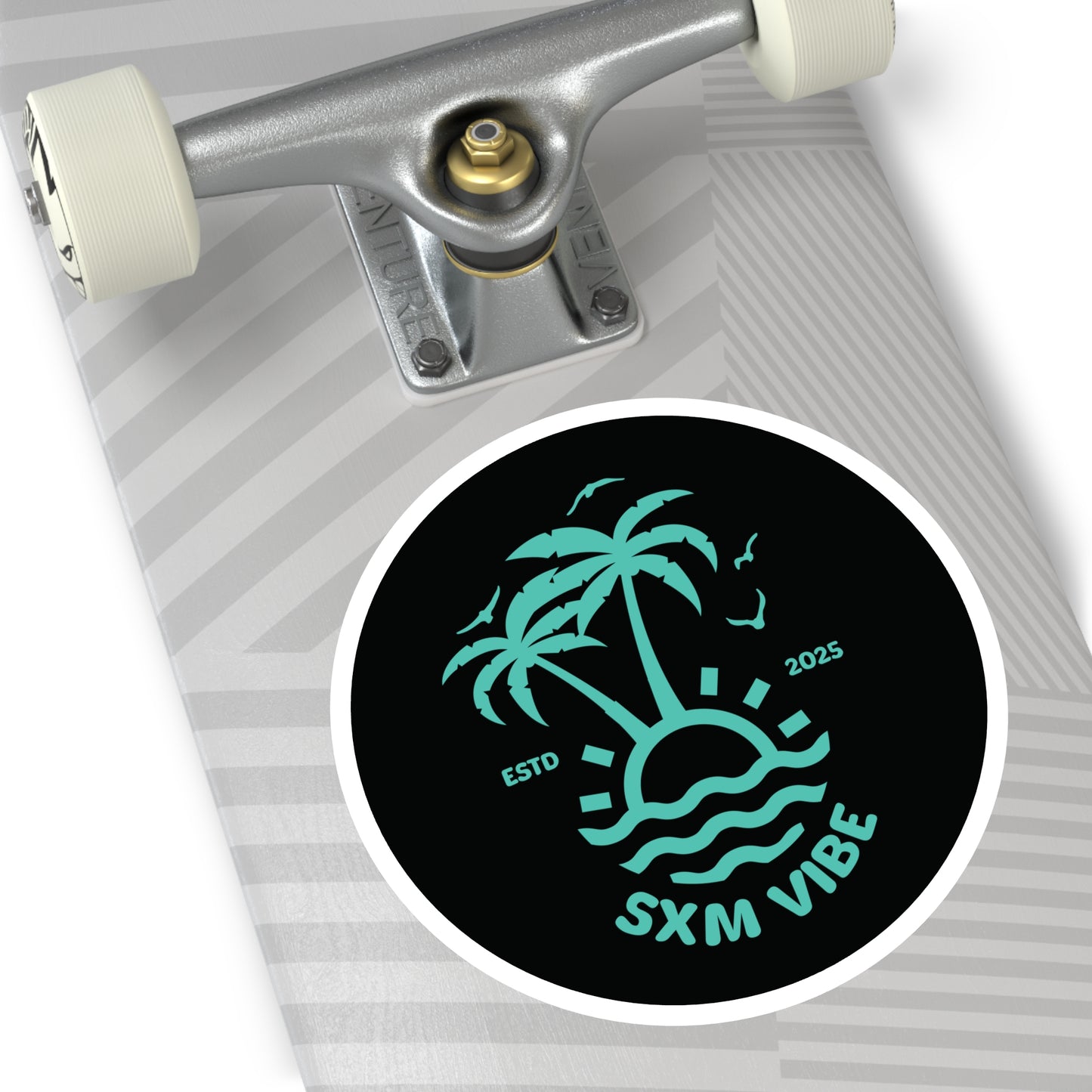 SXM Vibe Black/Turquoise Round Stickers