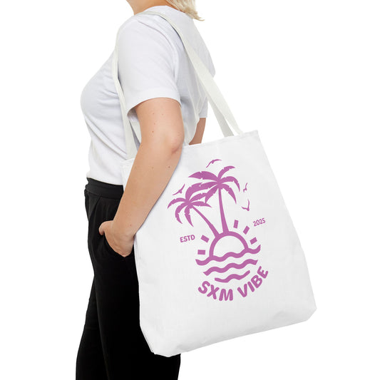 SXM Vibe, (White-Pink) Tote Bag