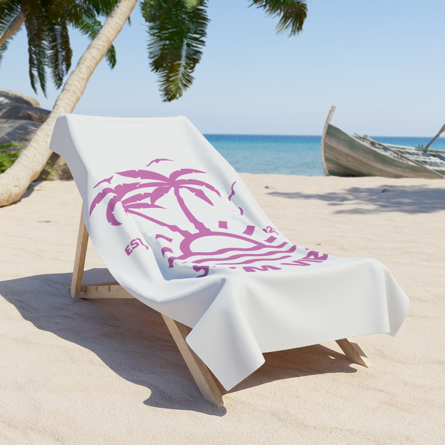 SXM Vibe Beach Towel (White-Pink)