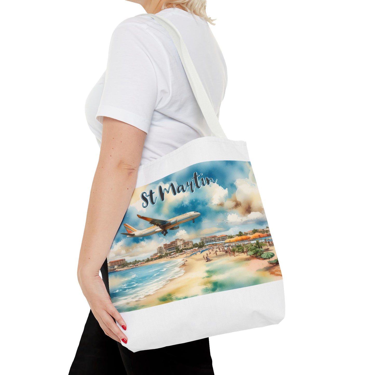 St Martin, Maho Watercolor Tote Bag